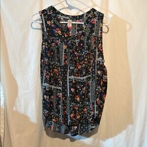 No Boundaries Orange and Blue Sleeveless Blouse